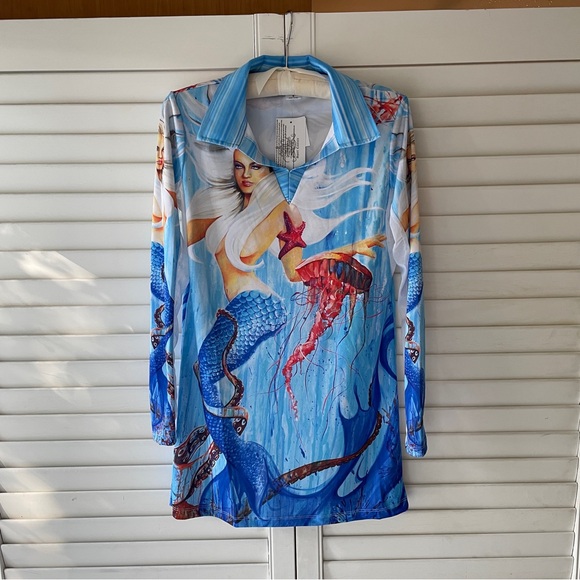 Sun-guard 50+ beach cover-up beautiful mermaid design made in USA size small NWT - Picture 1 of 8